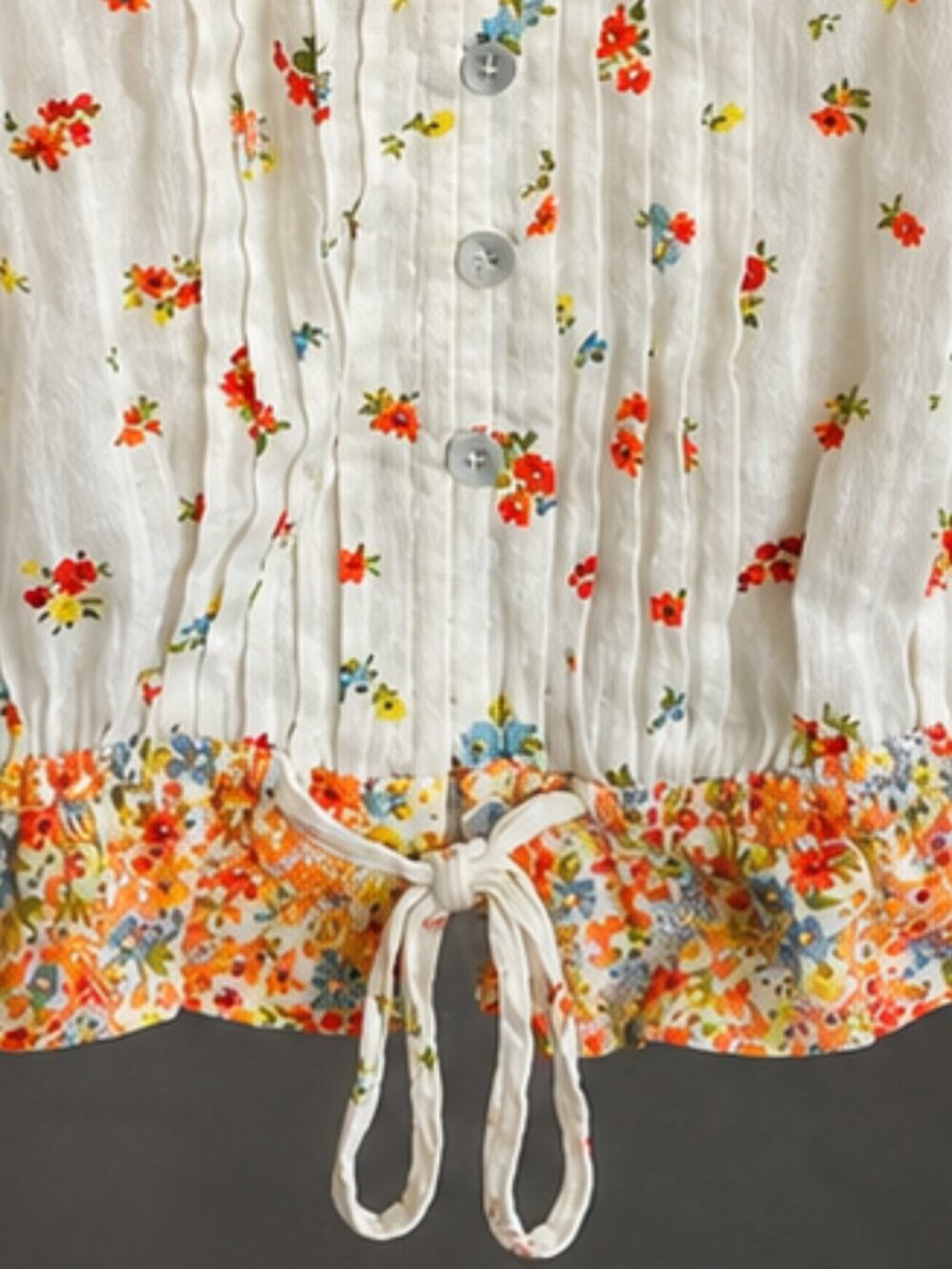 Summer Cottagecore Floral Ruffle Lace Trim Tie Hem Cami Tank Top A. Eagle Lrg. - Picture 4 of 7